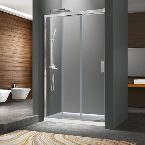 Zitta Shower door 48", in alcove, in chrome
