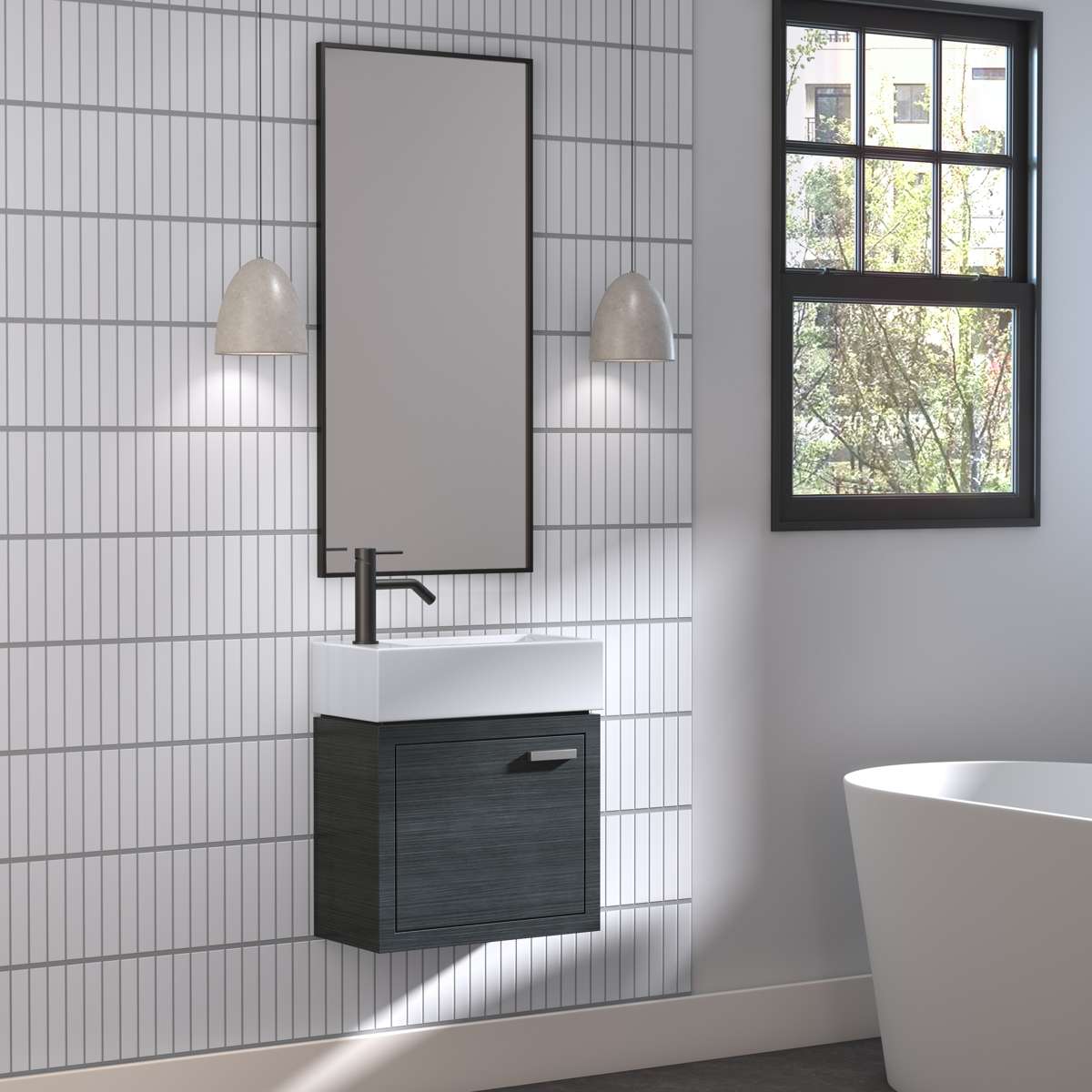 Contac Denison – DERGV1922 – 19″ Wall-Hung Vanity with Top in Rustic Grey