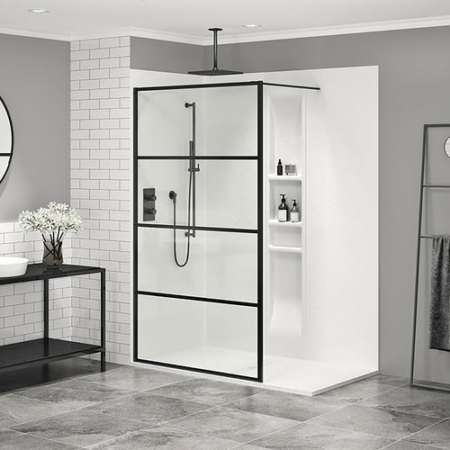 Zitta Shower screen 32", in alcove, in matte black