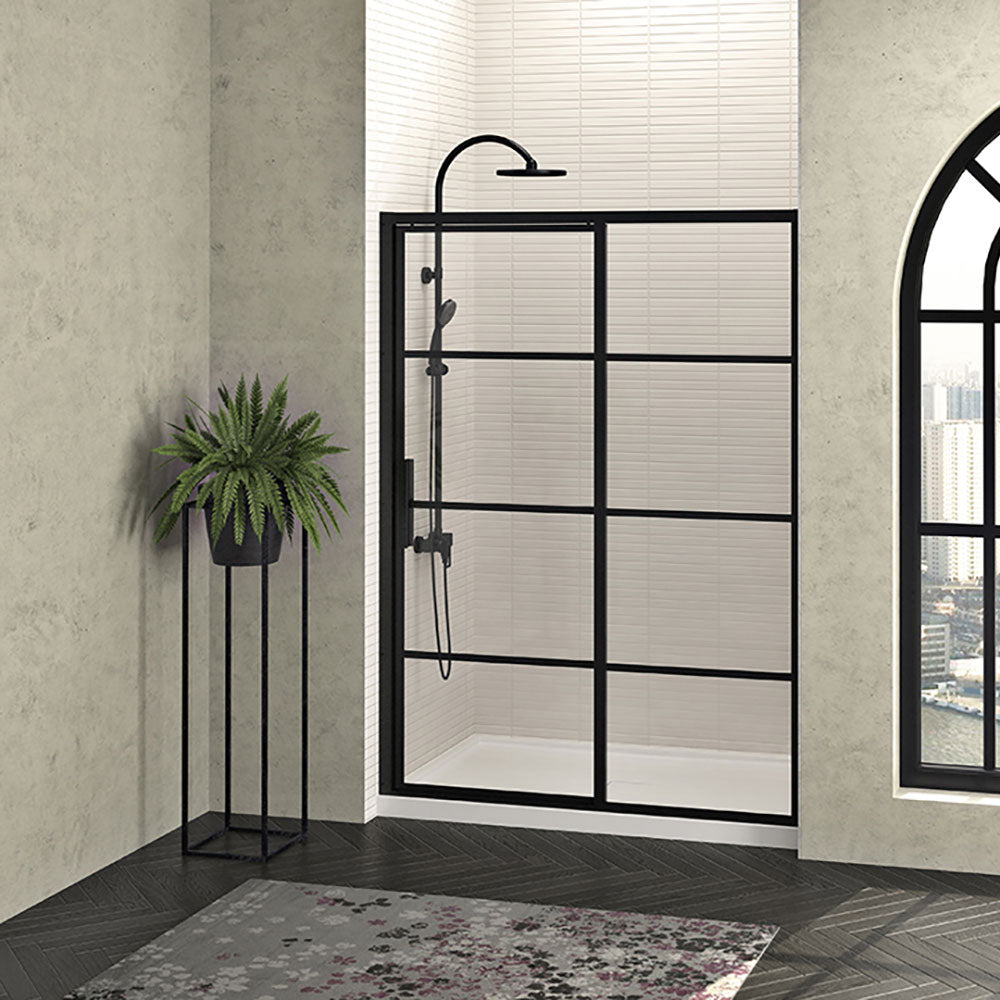 Zitta Shower door 60", in alcove, door on the left, in matte black