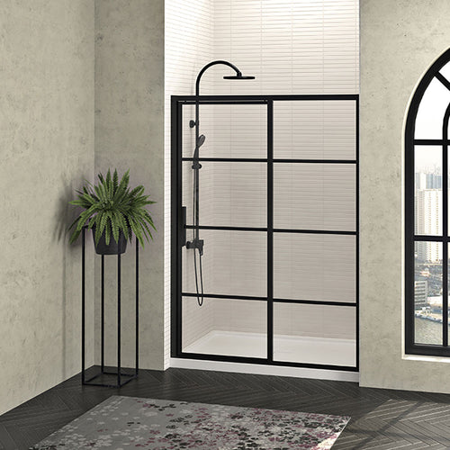 Zitta Shower door 60", in alcove, door on the left, in matte black