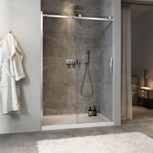 Zitta Shower door 54", in alcove, in chrome