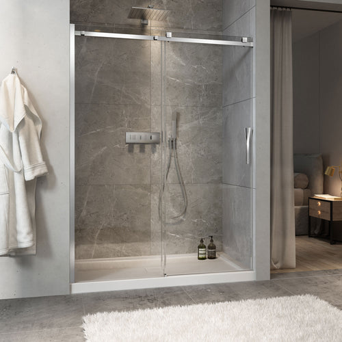 Zitta Shower door 60", in alcove, in chrome