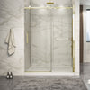 Zitta Shower door 60", in alcove, in brushed gold