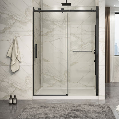 Zitta Shower door 60", in alcove, in brushed gold