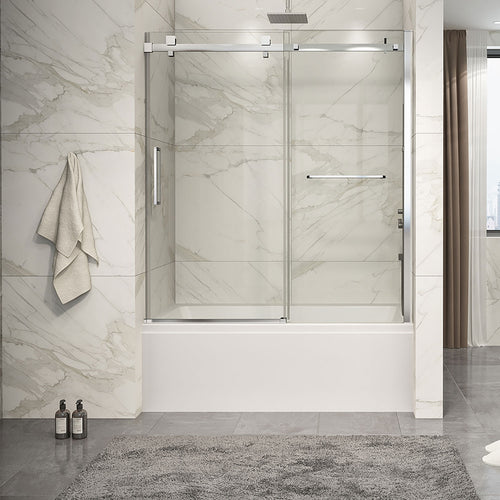 Zitta Bathtub door 60", in alcove, in chrome