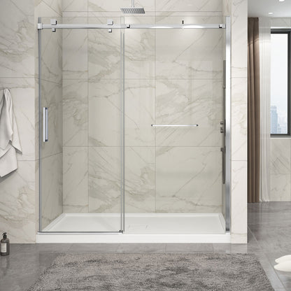 Zitta Shower door 72", in alcove, in brushed gold