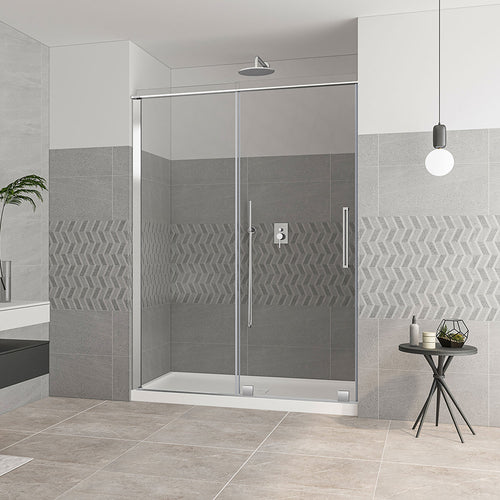 Zitta Shower door 60", in alcove, in chrome
