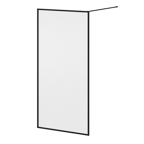 Kalia DUNE Framed Shower Shield Matte Black Fluted Glass – DR2077-160-006