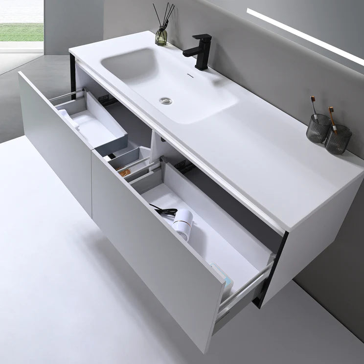 Wall-mount Single Sink Bathroom Vanity WV5698 + BASIN5698 - Golzar Home