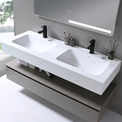 Wall-mount Double Sink Bathroom Vanity WV5693M + BASIN5693 Kit4 - Golzar Home