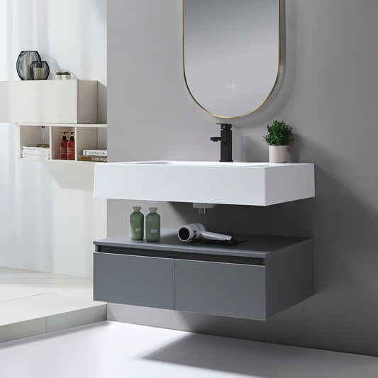 Wall-mount Single Sink Bathroom Vanity WV5693G + BASIN5693 - Golzar Home