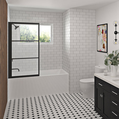 Zitta Bathtub screen 40", in matte black, left