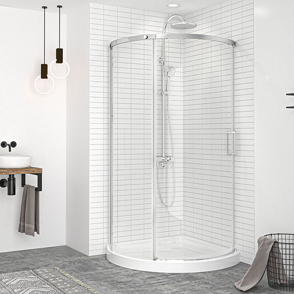 Zitta Shower door 36" x 36", in a corner round, in chrome