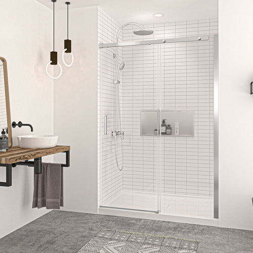 Zitta Shower door 54", in alcove, in chrome