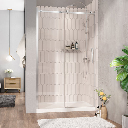 Zitta Shower door 48", in alcove, in chrome
