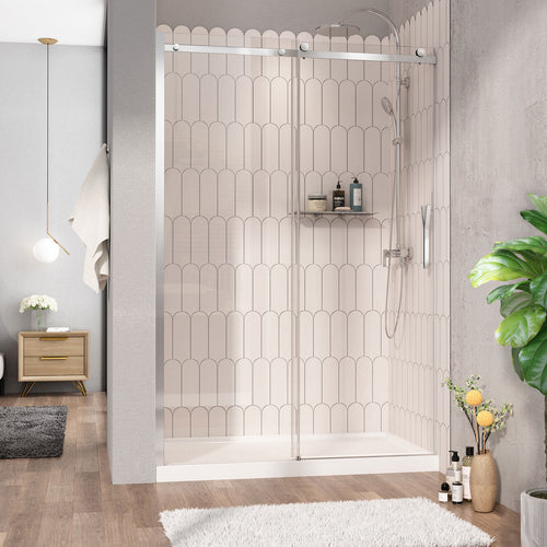 Zitta Shower door 54", in alcove, in chrome