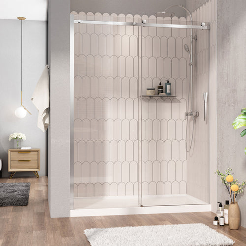Zitta Shower door 60", in alcove, in chrome