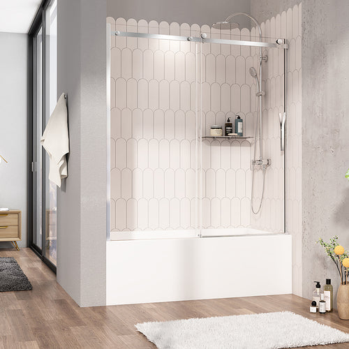 Zitta Bathtub door 60", in alcove, in chrome