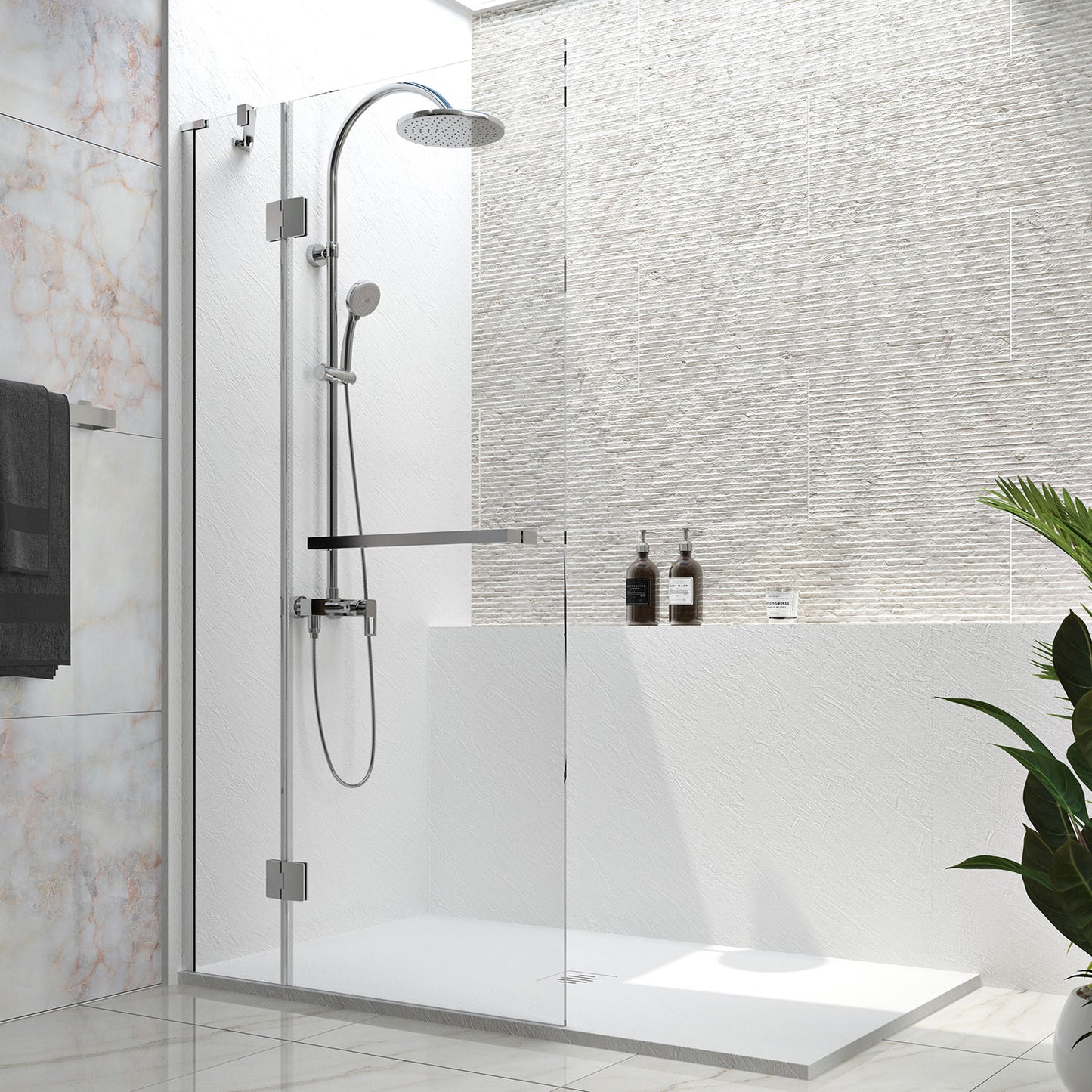 Zitta Shower screen 40", in alcove, in chrome
