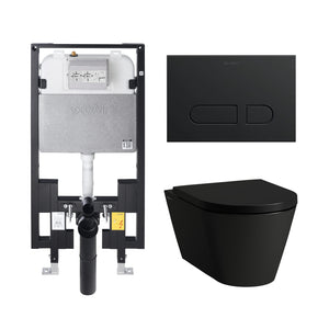 Laufen Matte Black 2-Piece Elongated Dual-Flush Wall Mounted Toilet with Duravit In-Wall Tank (Seat Included)