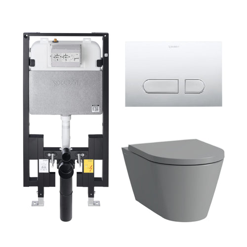 Laufen Kartell Wall Hung Toilet Complete Set Matte Light Gray - Golzar Home