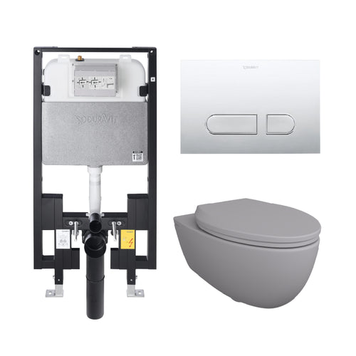 Bocchi Wall Hung Toilet - Complete Set Matte Gray - Golzar Home