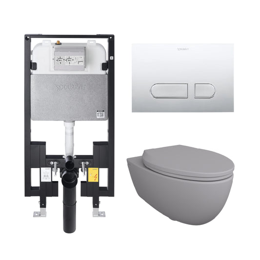 Bocchi Wall Hung Toilet - Complete Set Matte Gray - Golzar Home