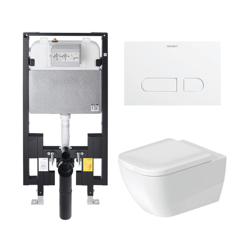 Duravit Happy D.2 Wall-Hung Toilet Set 1.6/0.8 gpf – Complete Installation Package