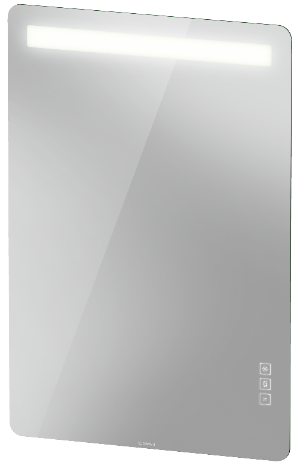 Rectangular mirror with LED lighting on a white background