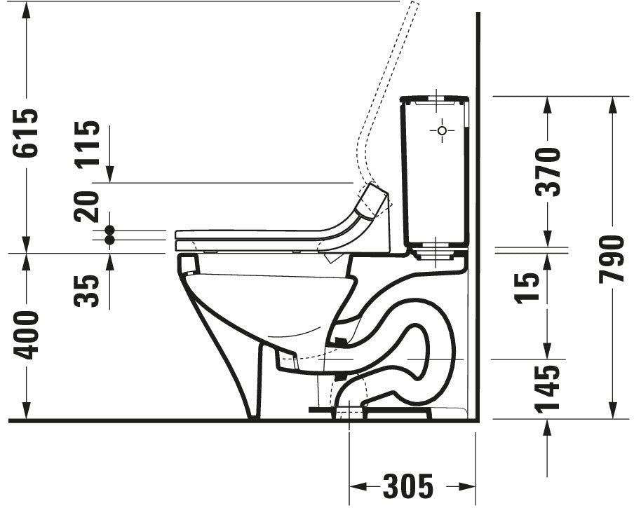 Duravit DuraStyle Two piece toilet for shower toilet seat