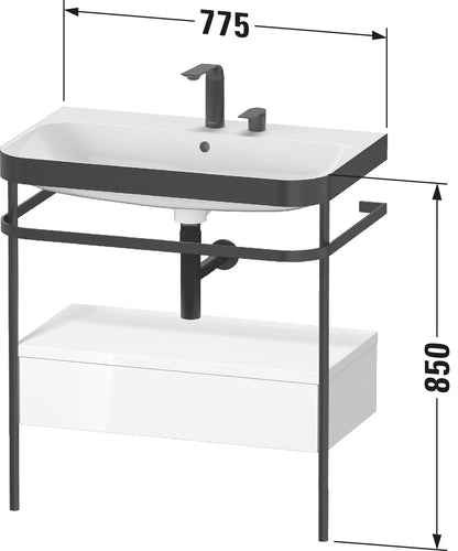 Duravit Happy D.2 c-bonded set with metal console and drawer