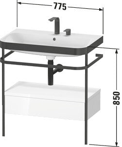 Duravit Happy D.2 c-bonded set with metal console and drawer