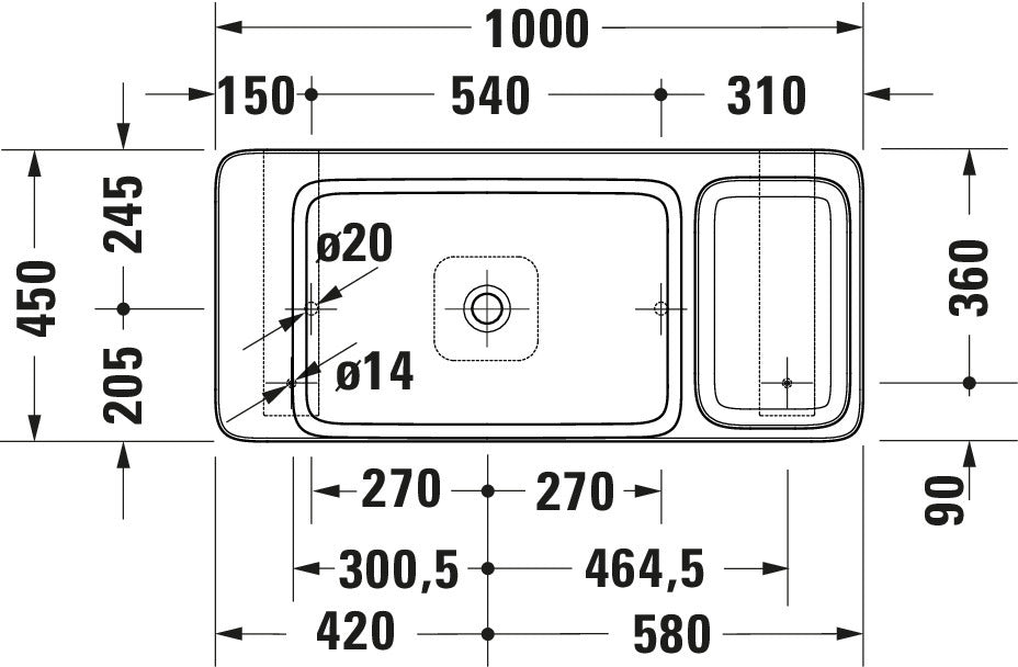 Duravit Qatego Washbowl with console and console support