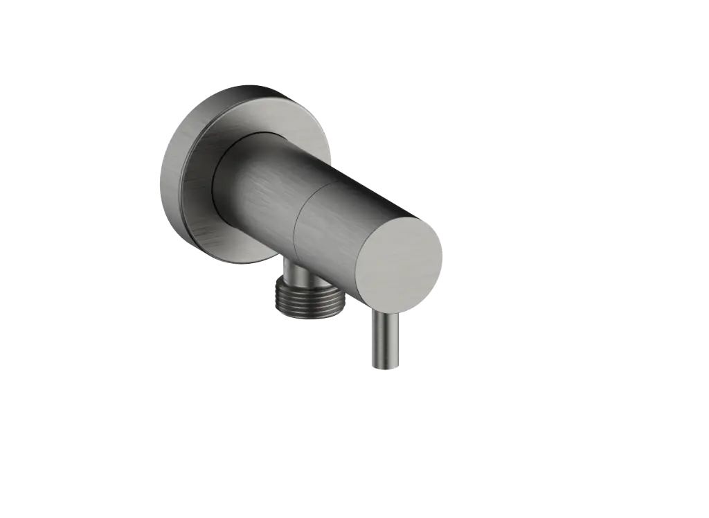 Vogt Round Brass Elbow Connector with Shut-Off