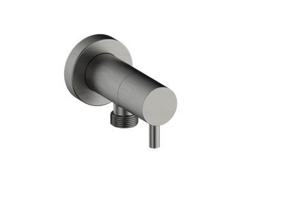 Vogt Round Brass Elbow Connector with Shut-Off