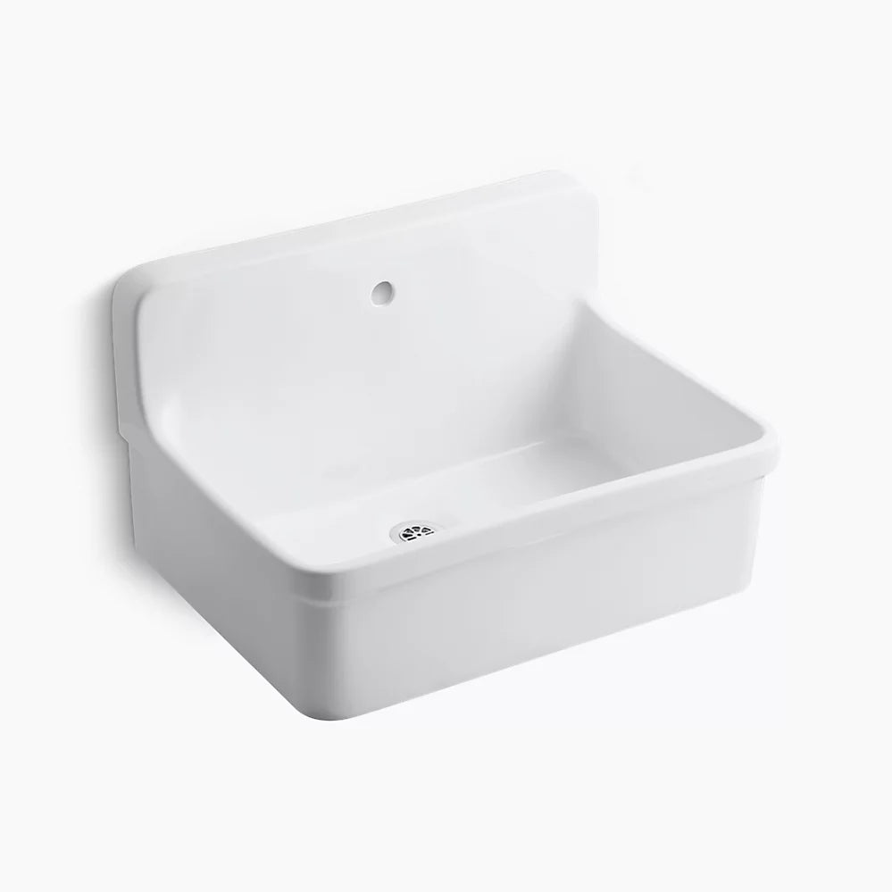 Kohler 30" x 22" bracket-mount scrub-up/plaster sink with single faucet hole