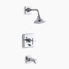 Kohler Rite-Temp® bath and shower trim kit with push-button diverter and cross handle, 2.5 gpm
