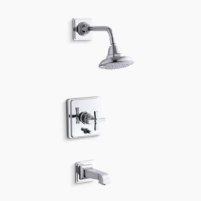 Kohler Rite-Temp® bath and shower trim kit with push-button diverter and cross handle, 2.5 gpm