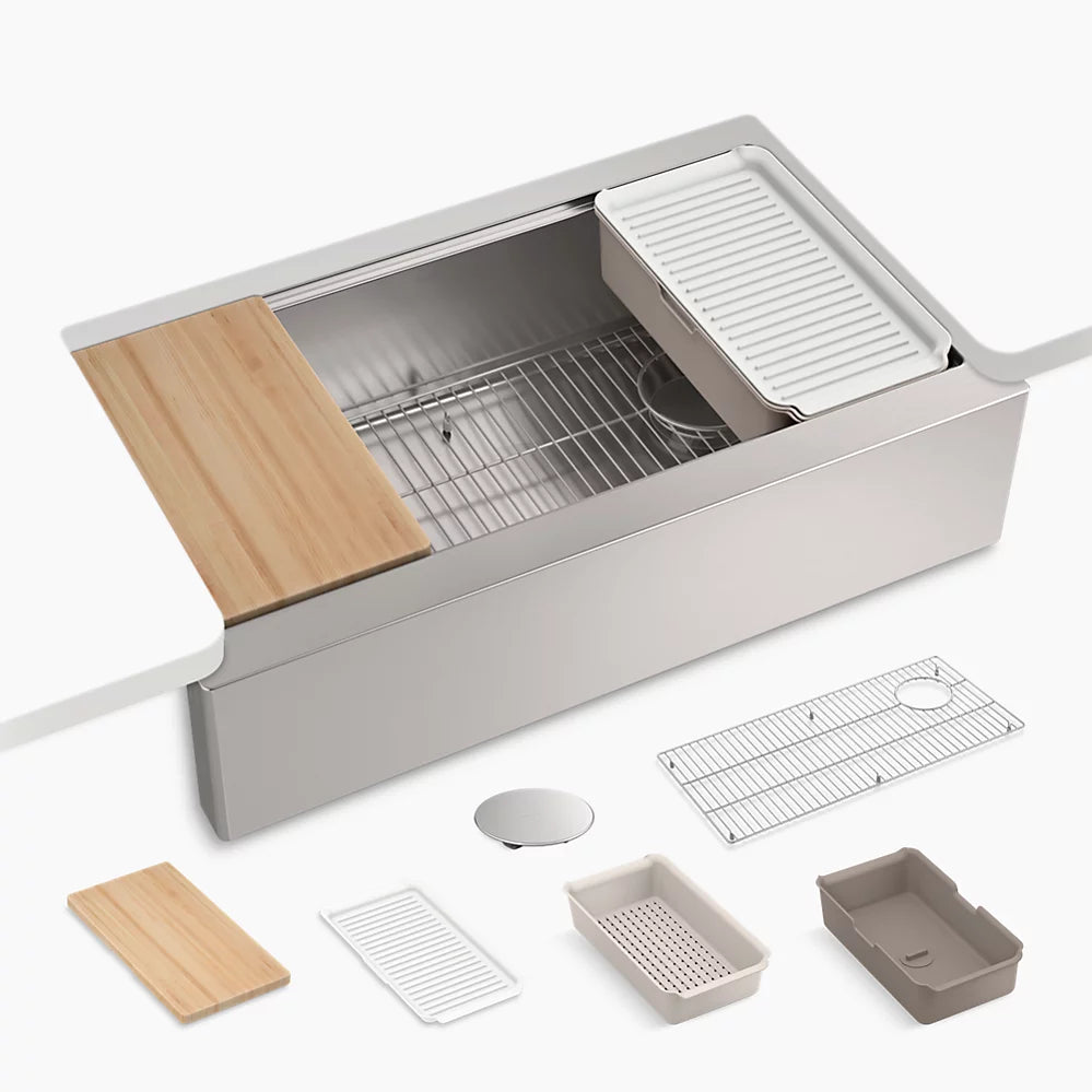 Kohler 35-1/2" undermount single-bowl farmhouse workstation kitchen sink