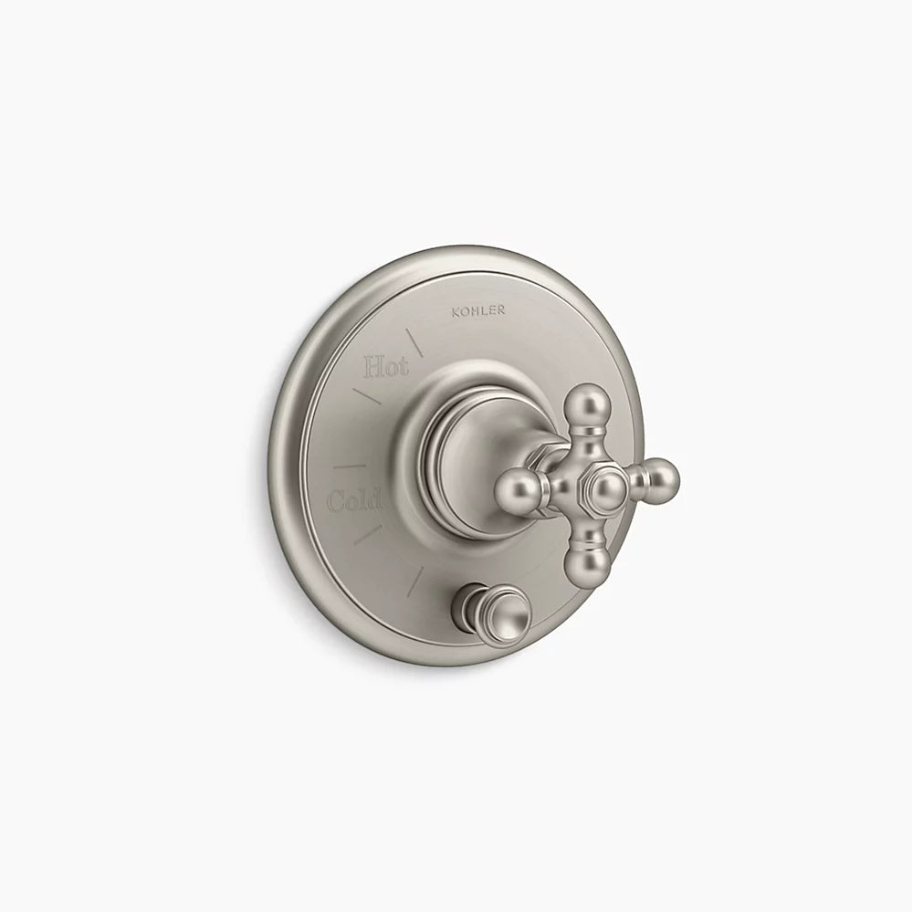 Kohler Rite-Temp® valve trim with push-button diverter and cross handle