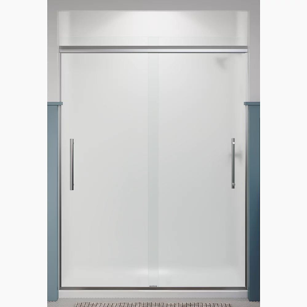 Kohler Frameless sliding shower door, 79-1/16" H x 54-5/8 - 59-5/8" W, with 5/16" thick Frosted glass