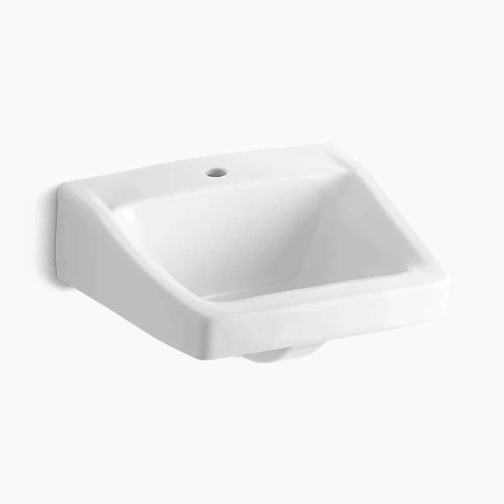 Kohler 19-1/4" x 17-1/4" wall-mount/concealed arm carrier bathroom sink with single faucet hole