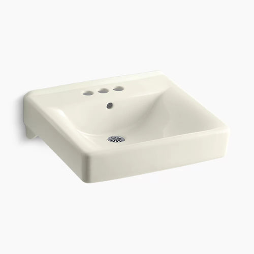 Kohler 20" x 18" wall-mount/concealed arm carrier arm bathroom sink with 4" centerset faucet holes