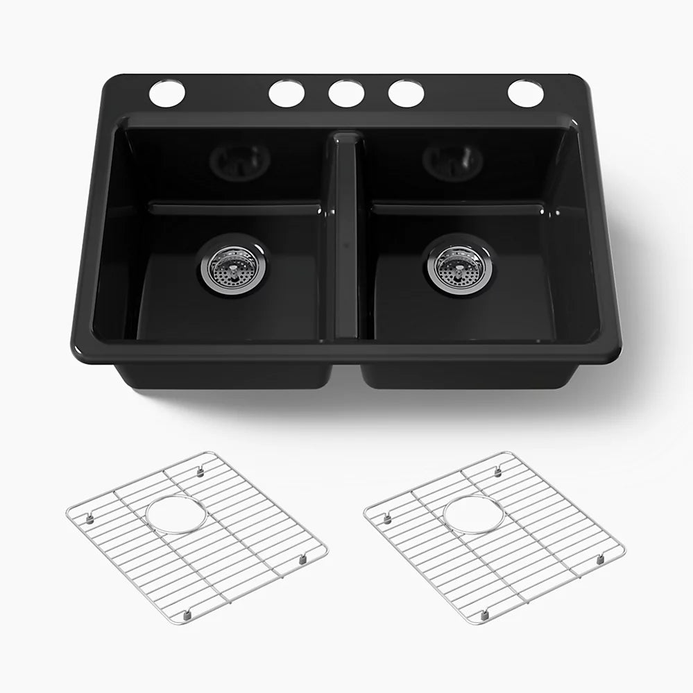 Kohler Riverby® 33" undermount double-bowl kitchen sink