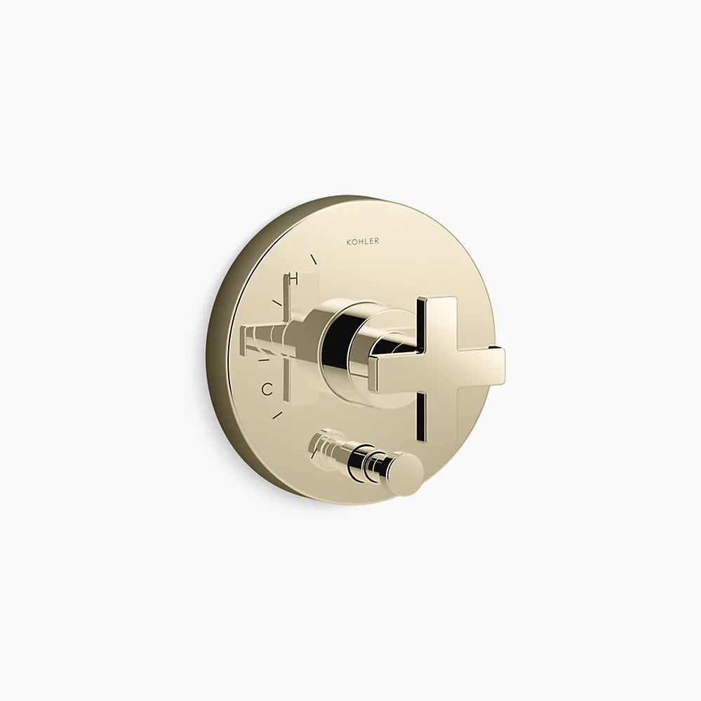 Kohler Rite-Temp® valve trim with push-button diverter and cross handle