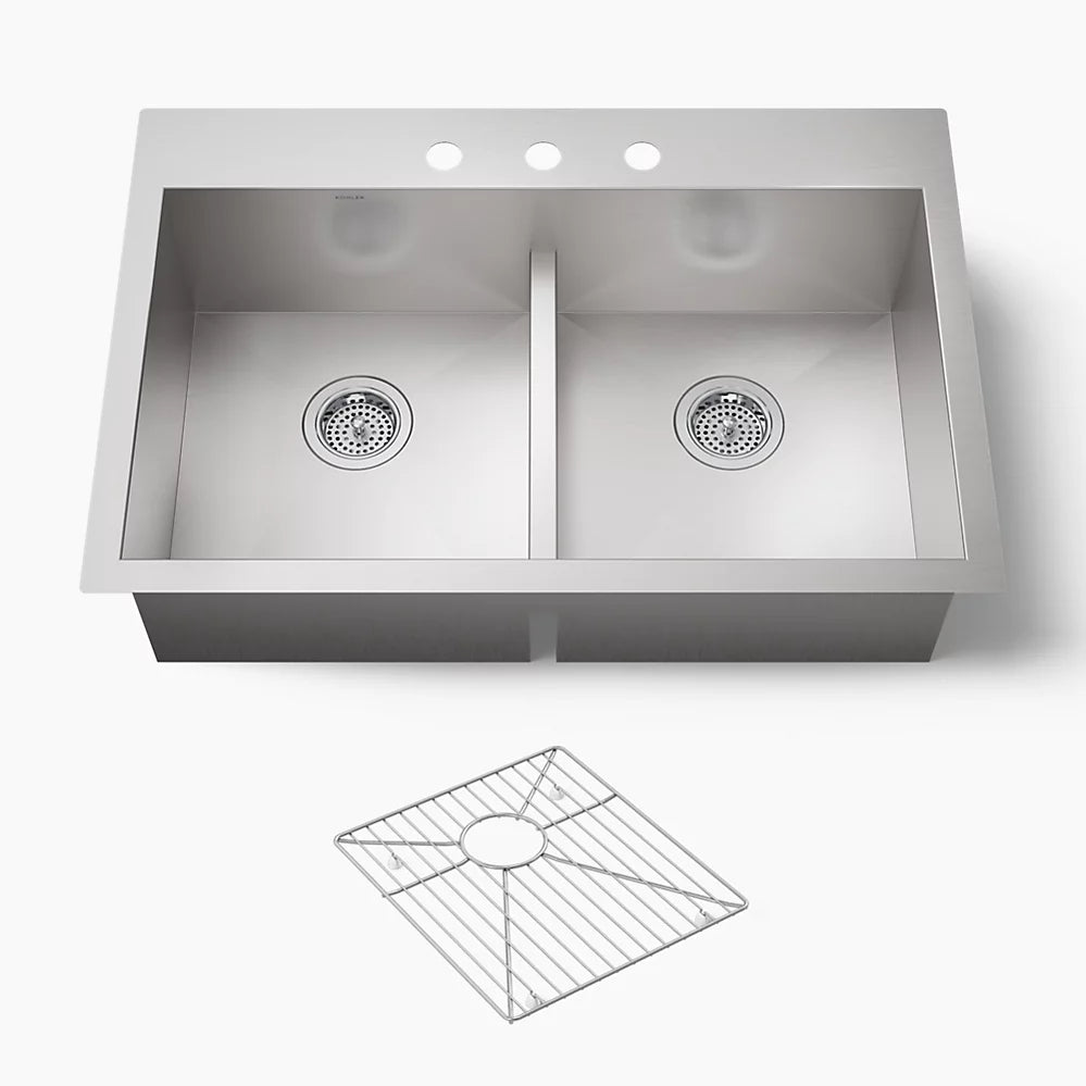 Kohler Vault™ Smart Divide® 33" top-/undermount double-bowl kitchen sink
