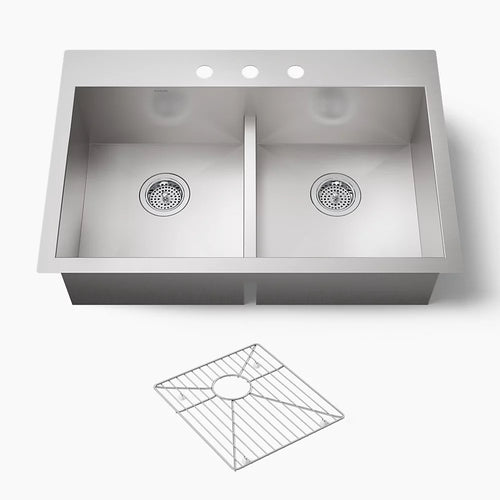 Kohler Vault™ Smart Divide® 33" top-/undermount double-bowl kitchen sink