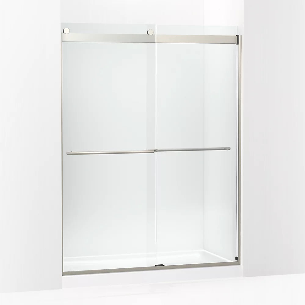 Kohler Frameless sliding shower door, 77-9/16" H x 56-5/8 - 59-5/8" W, with 5/16"-thick Crystal Clear glass