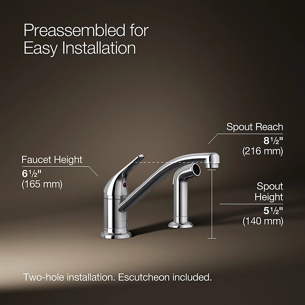 Kohler Single-handle kitchen sink faucet with side sprayer